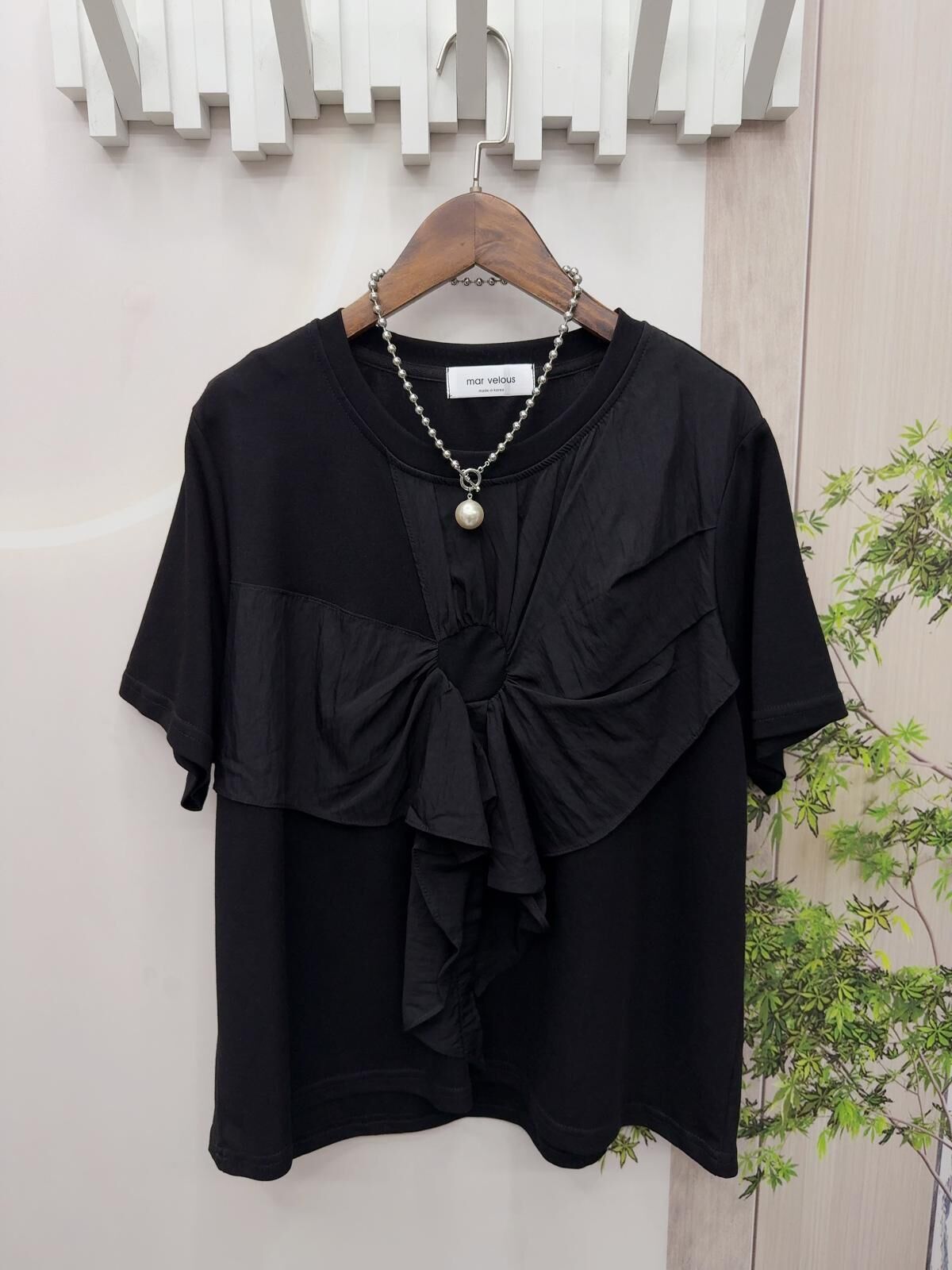 韓國淨色拼布top~158AE