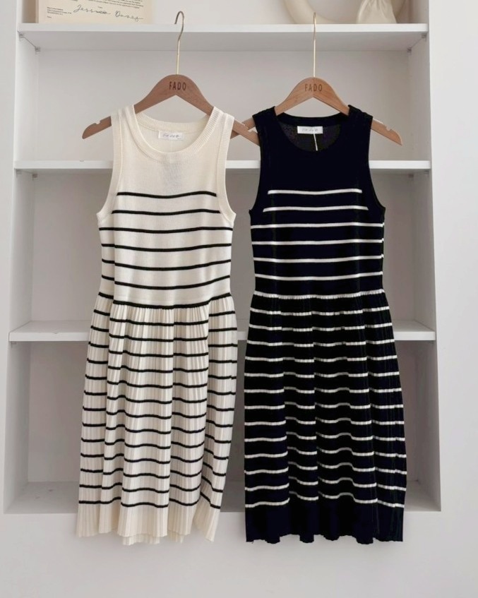 法朵Fado shop｜條紋無袖針織洋裝 6105002 兩色