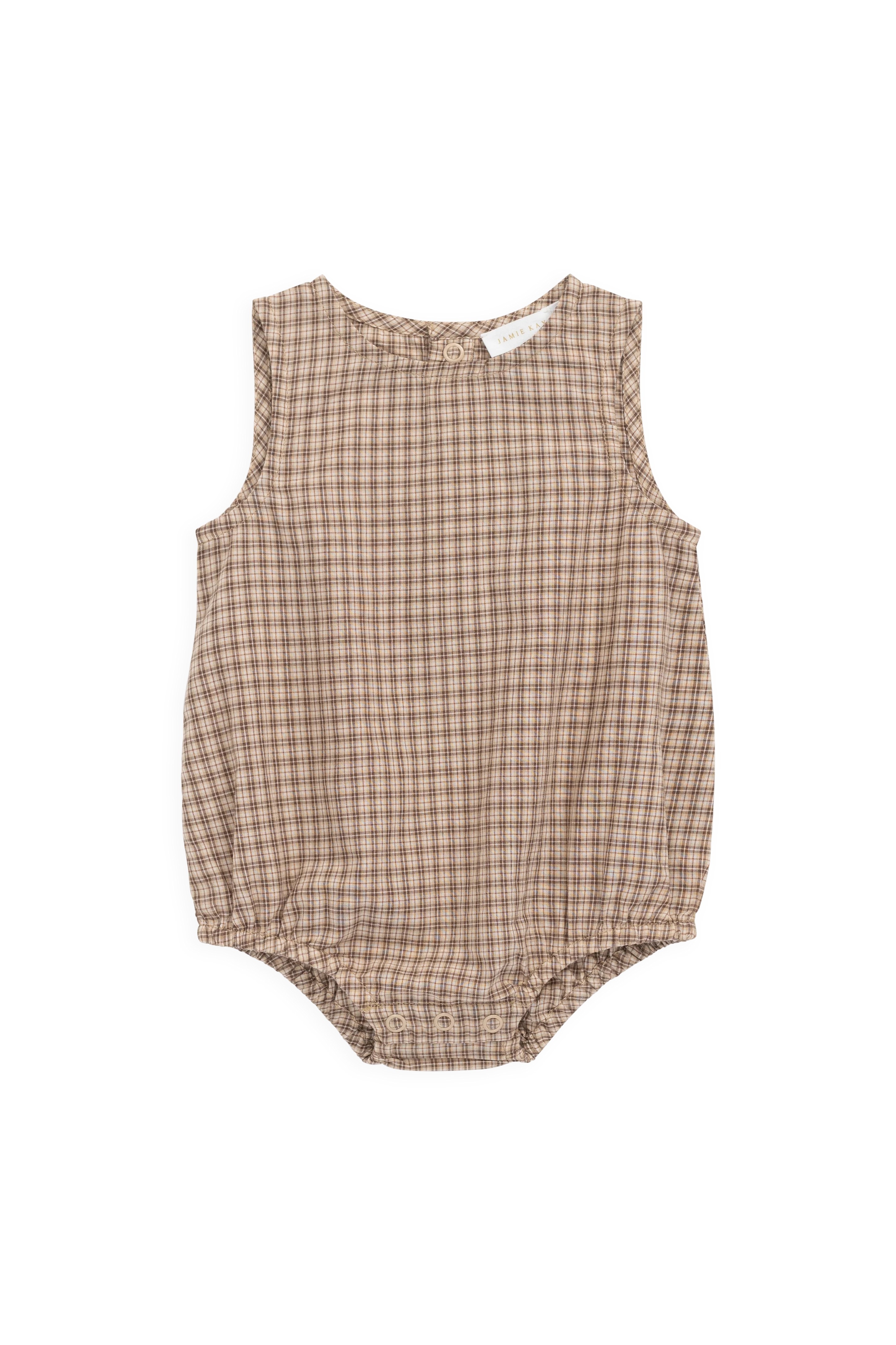 【預購】JAMIE KAY -Organic Cotton Bentley Playsuit（Cabin Check Cocoa）