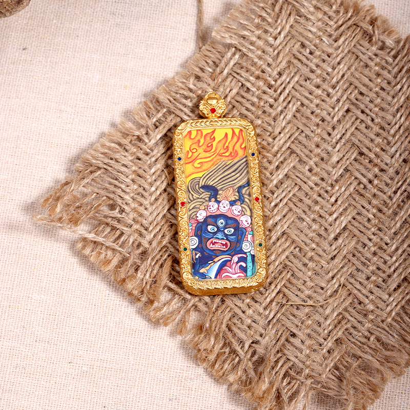 A35—五臺山大黑天唐卡純手繪唐卡2*5cm