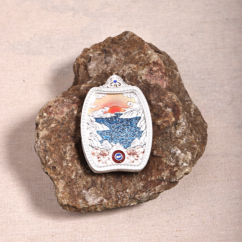 A33—五臺山純手繪文殊唐卡背聖湖4*5cm