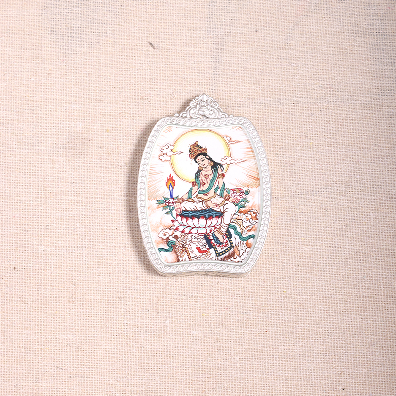 A33—五臺山純手繪文殊唐卡背聖湖4*5cm