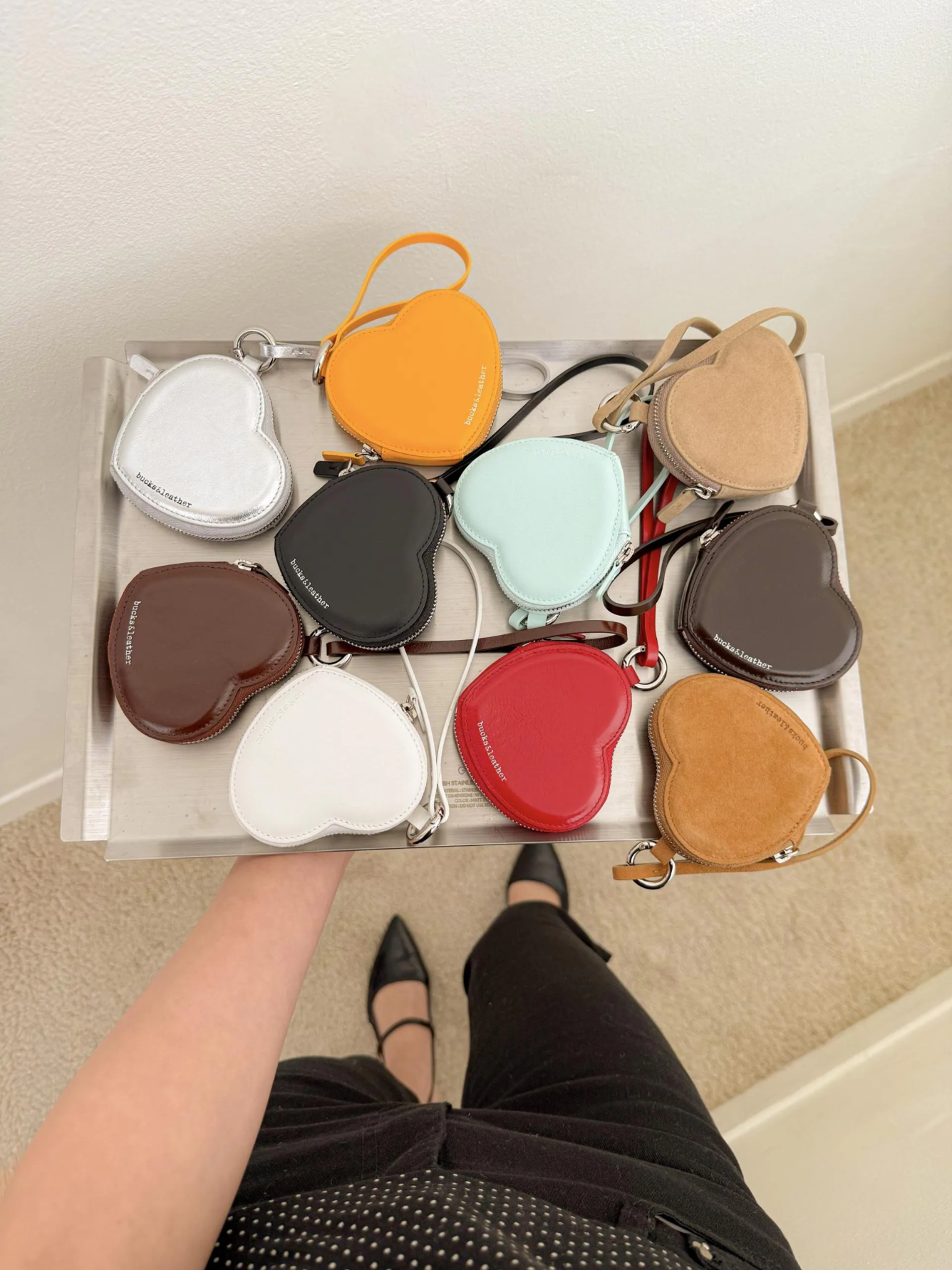 YE055 bucks&leather 愛心Pouch掛飾 約長 9cm × 高 8cm