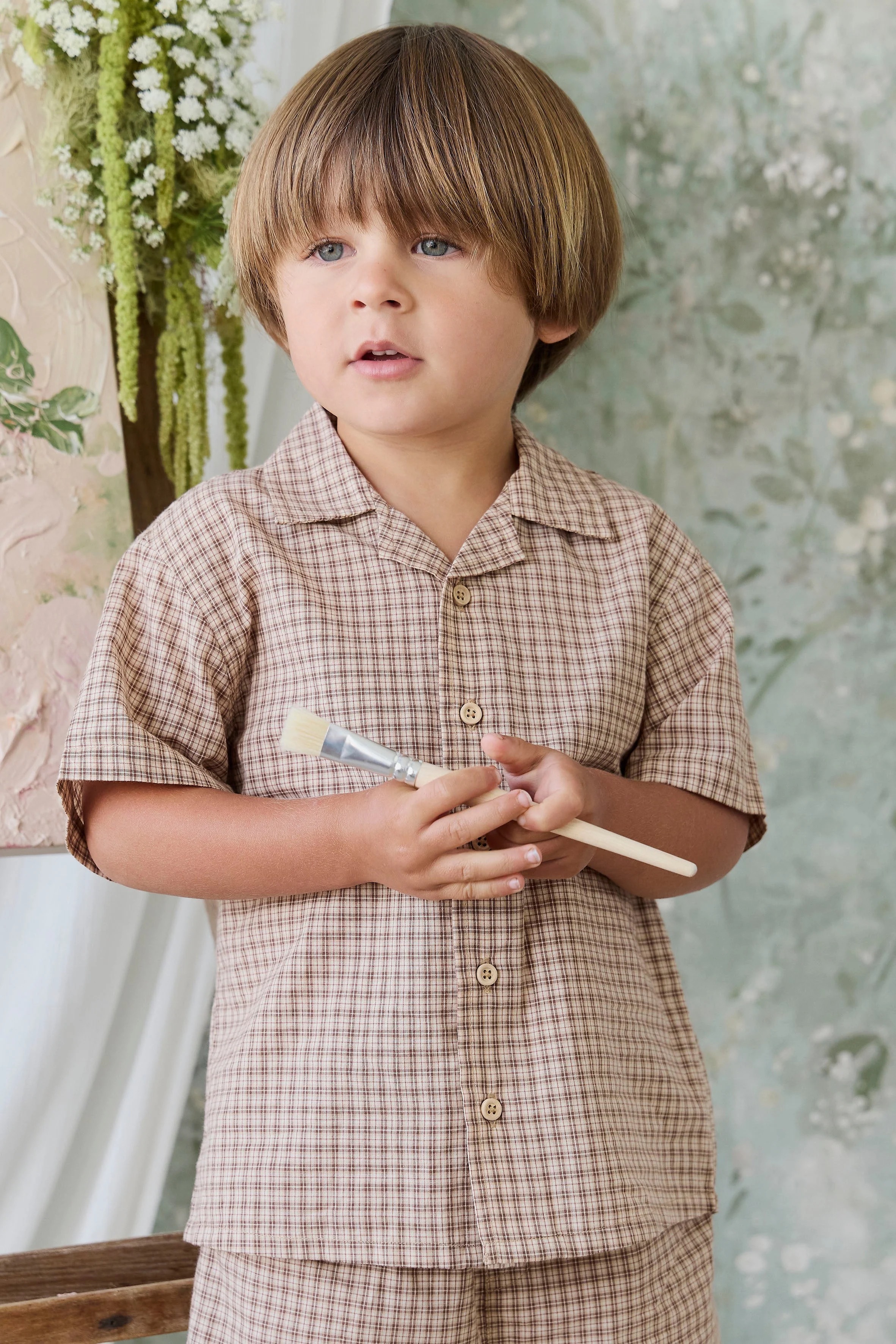 【預購】JAMIE KAY -Organic Cotton Silas Shirt（Cabin Check Cocoa）