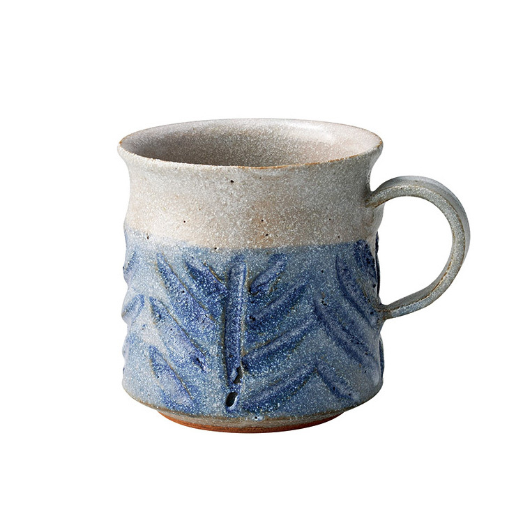 陶趣枝刻馬克杯-須藍(345ML)｜美濃燒