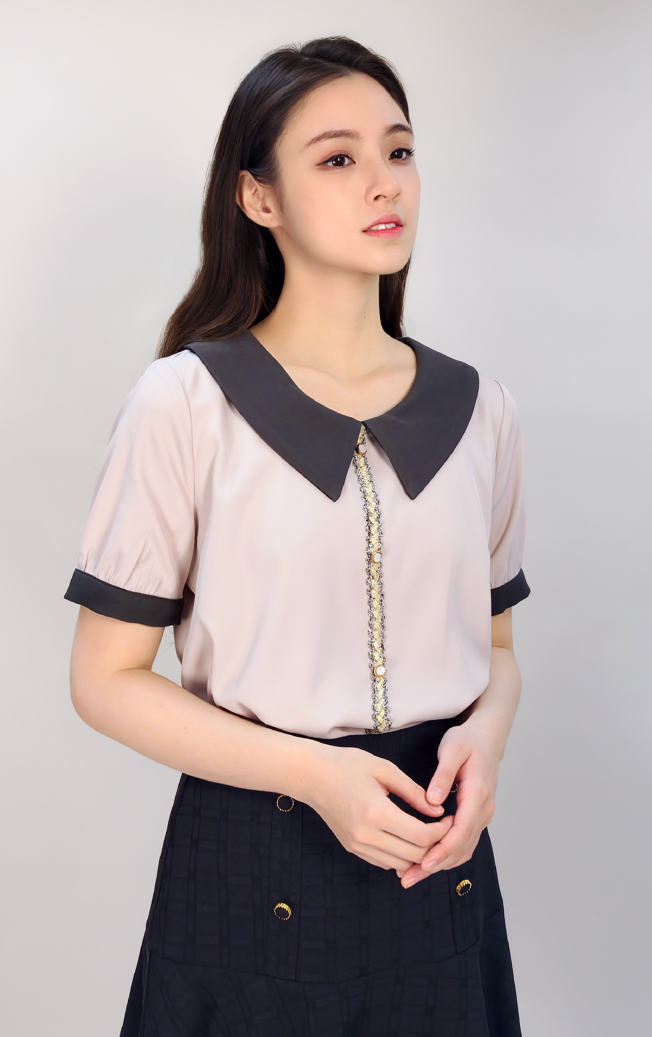 撞色翻領上衣 SH0403