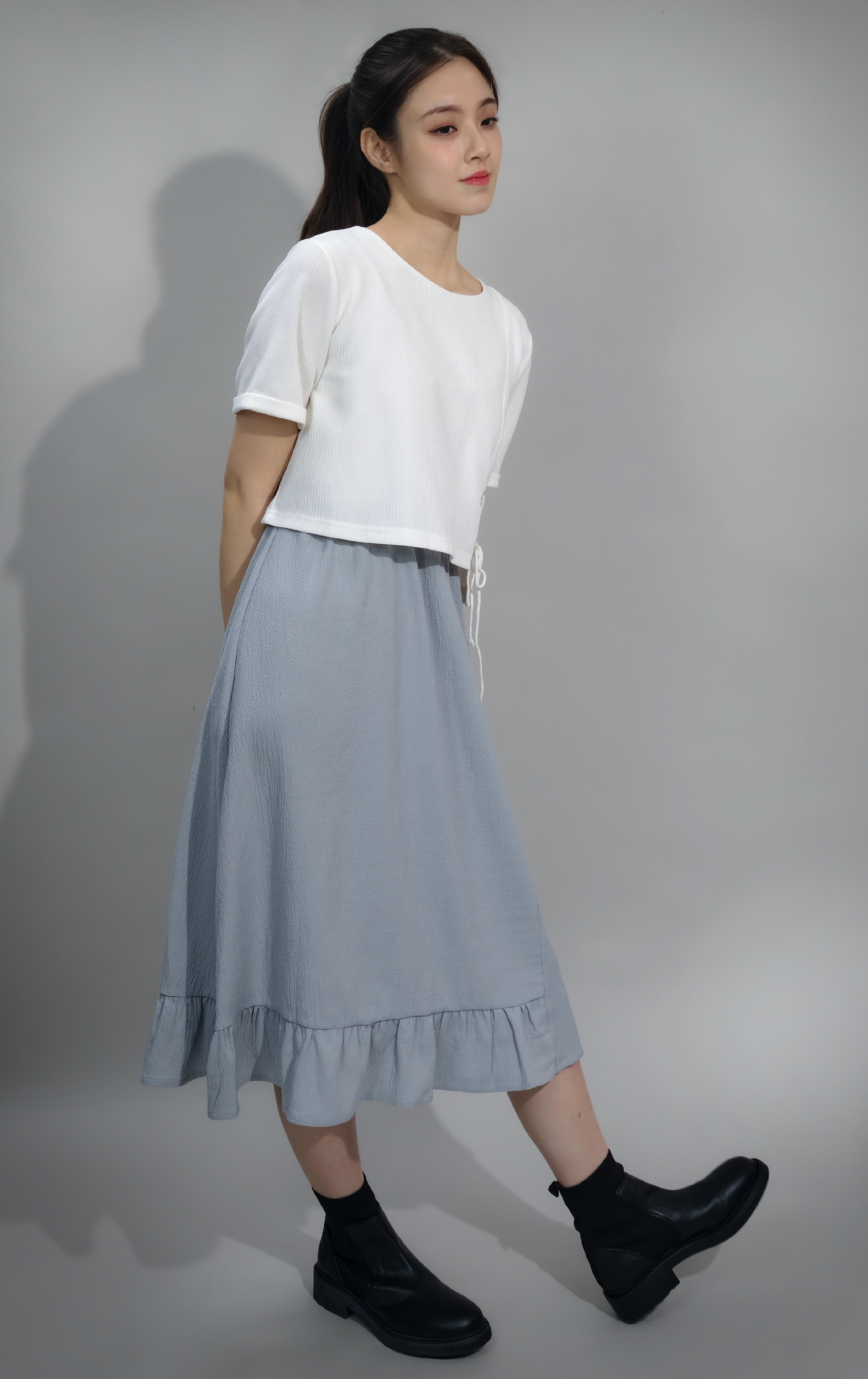 側抽繩連身裙 OP0321