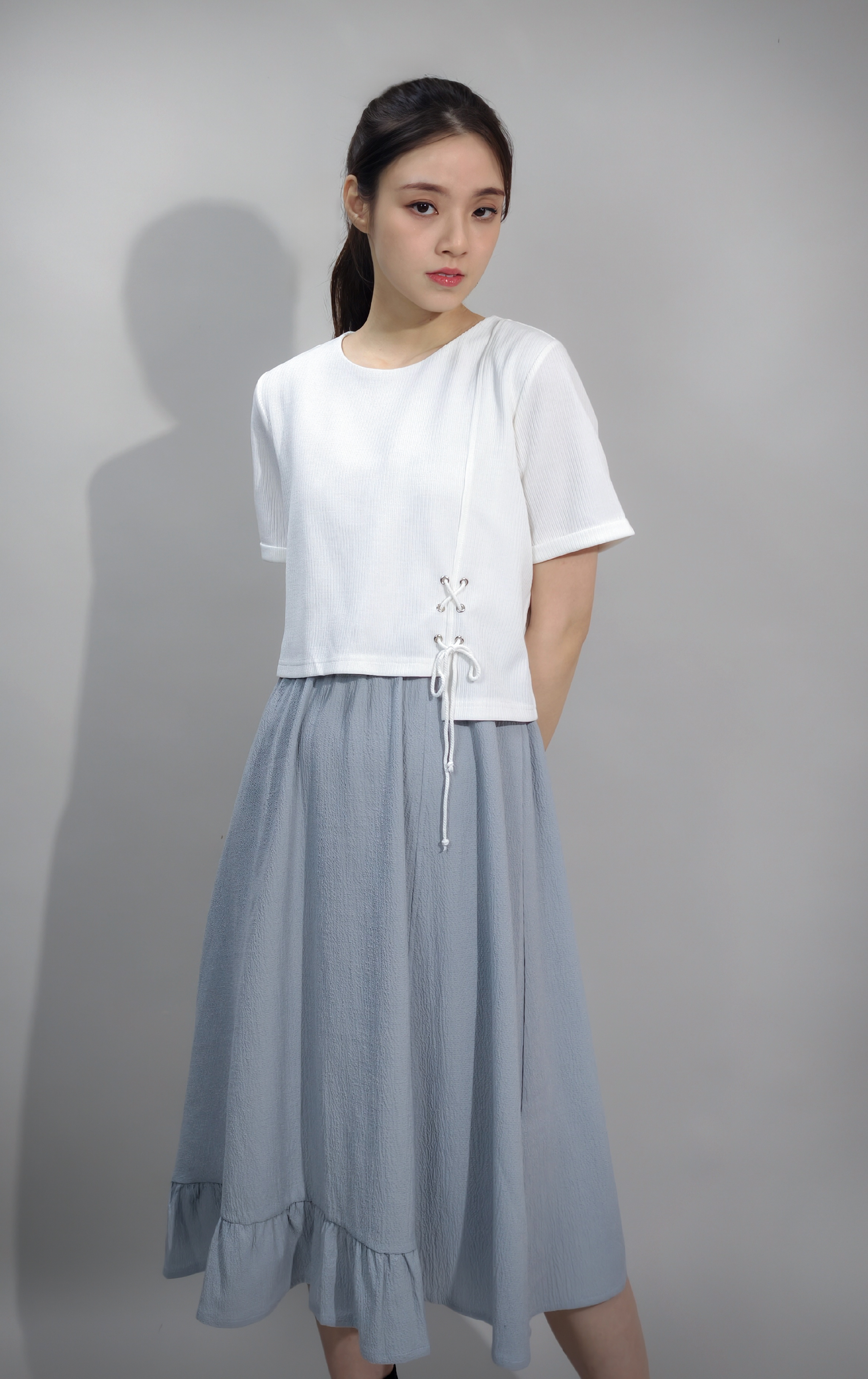 側抽繩連身裙 OP0321