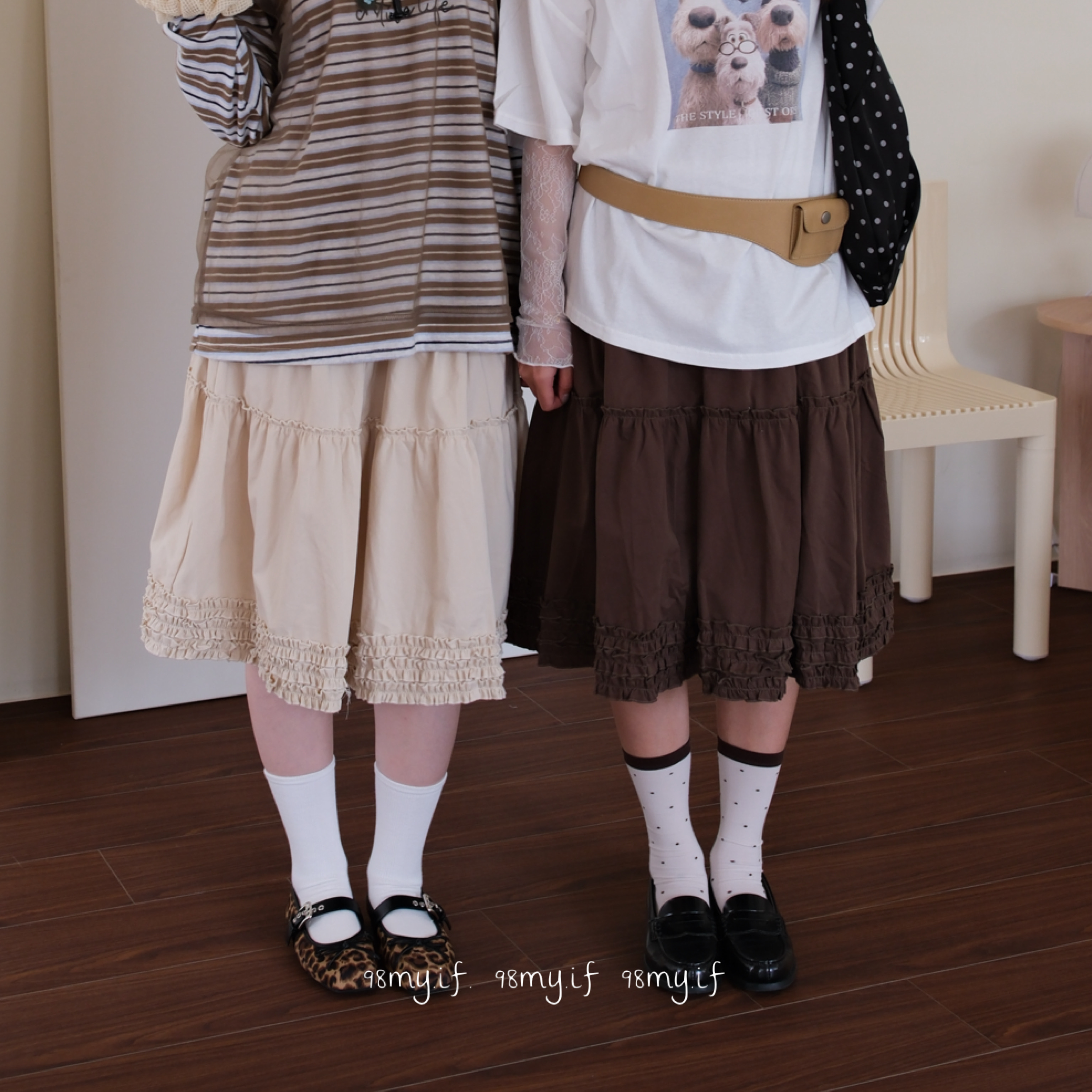 A14 日系奶油系蛋糕半裙（2colors)