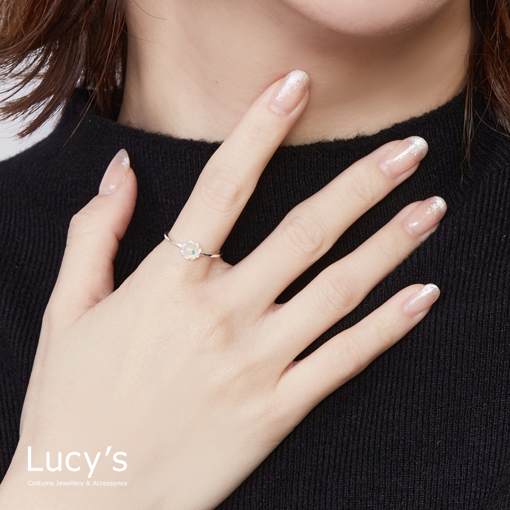 925純銀 花邊蛋白石 戒指 (127493)