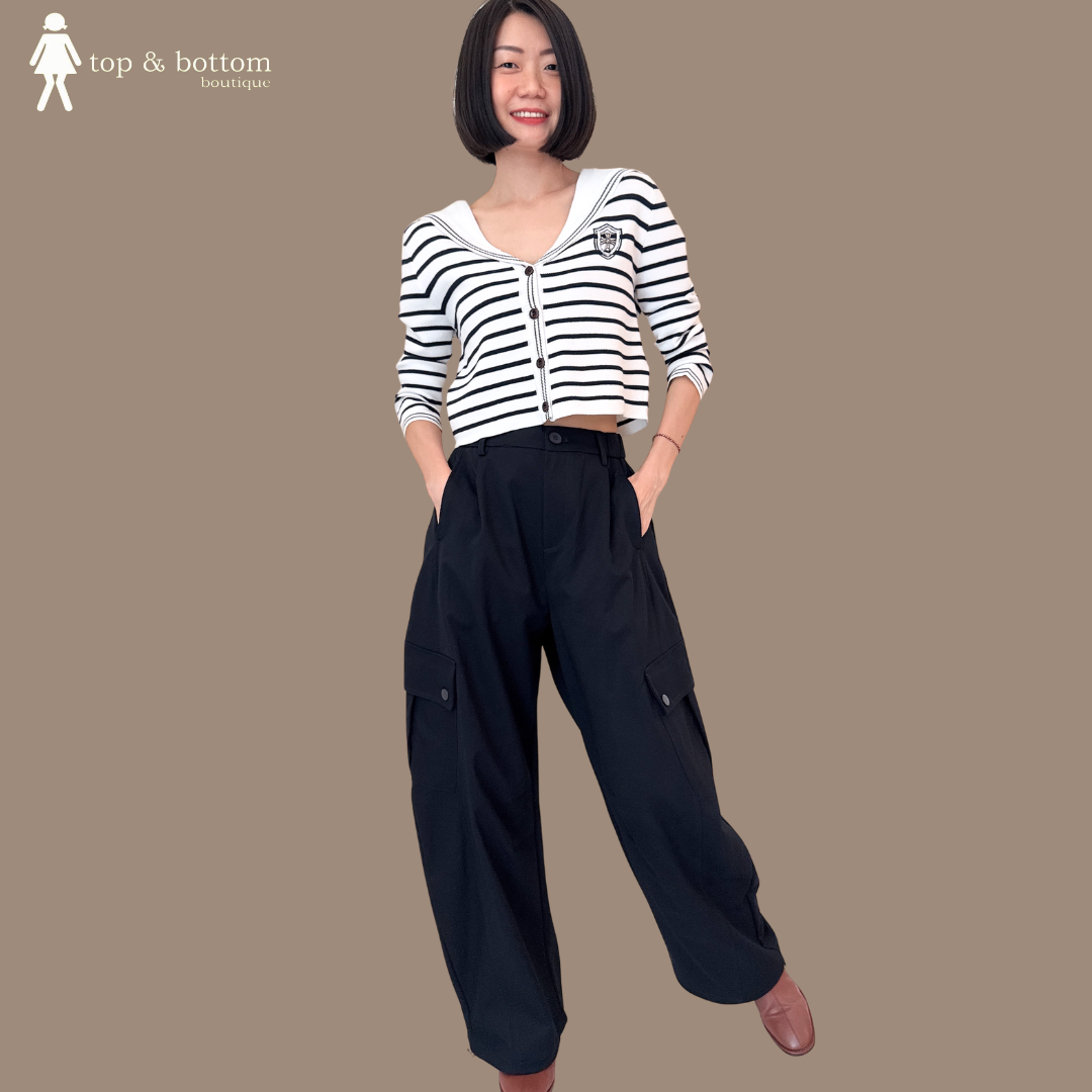 ELASTIC WAISTED CARGO HAREM LONG PANT