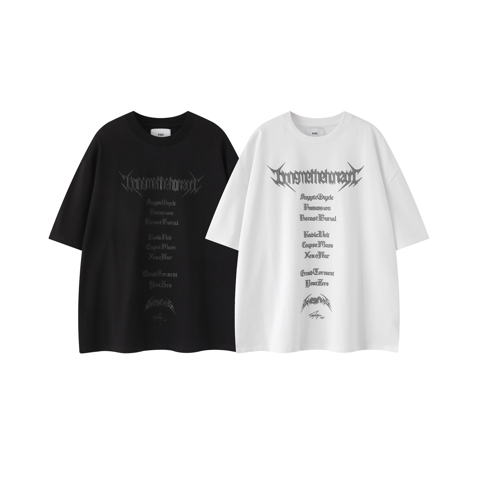 《K》芒刺LOGO拉膠BOXY短T