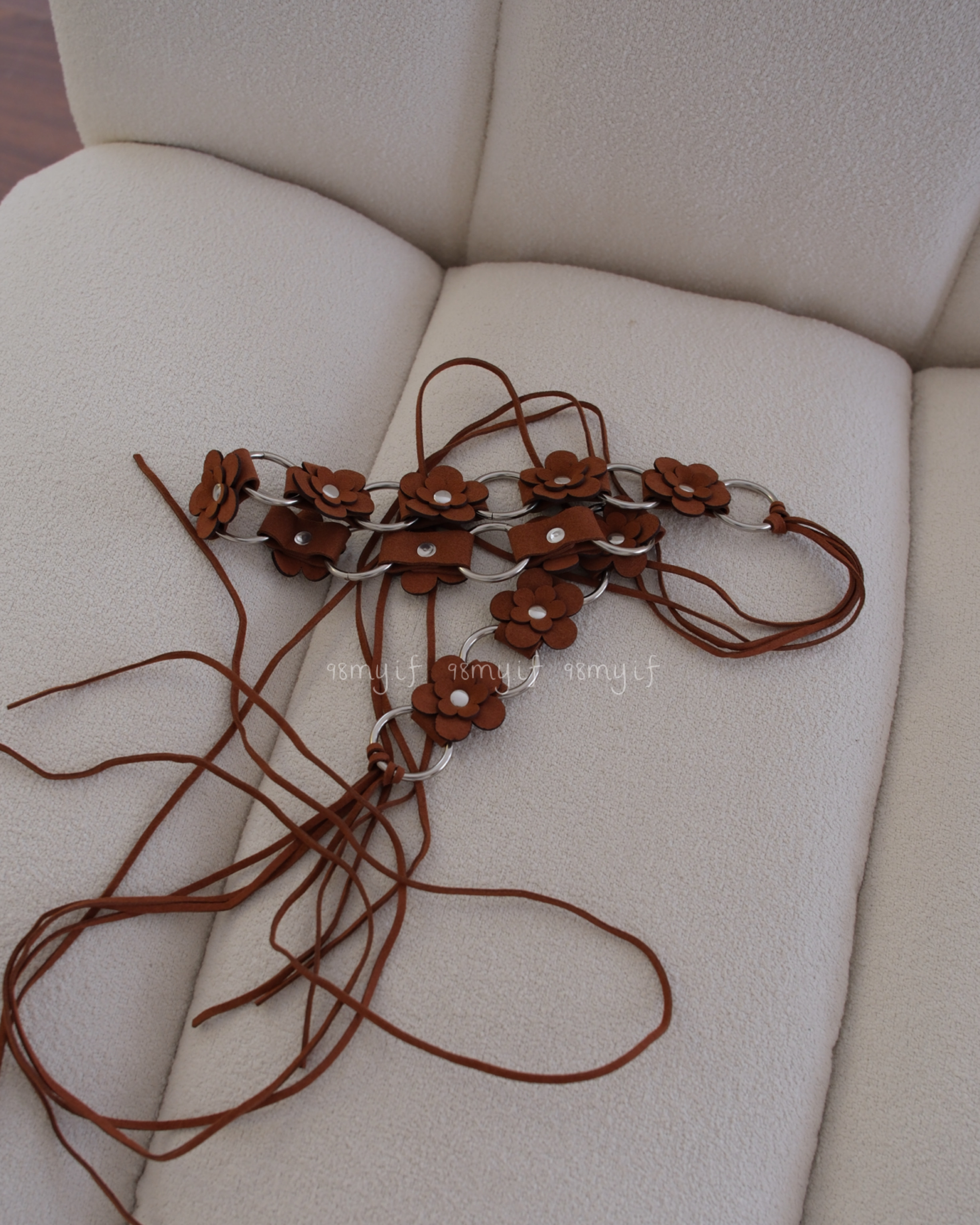 A03 花花麂皮綁帶腰帶