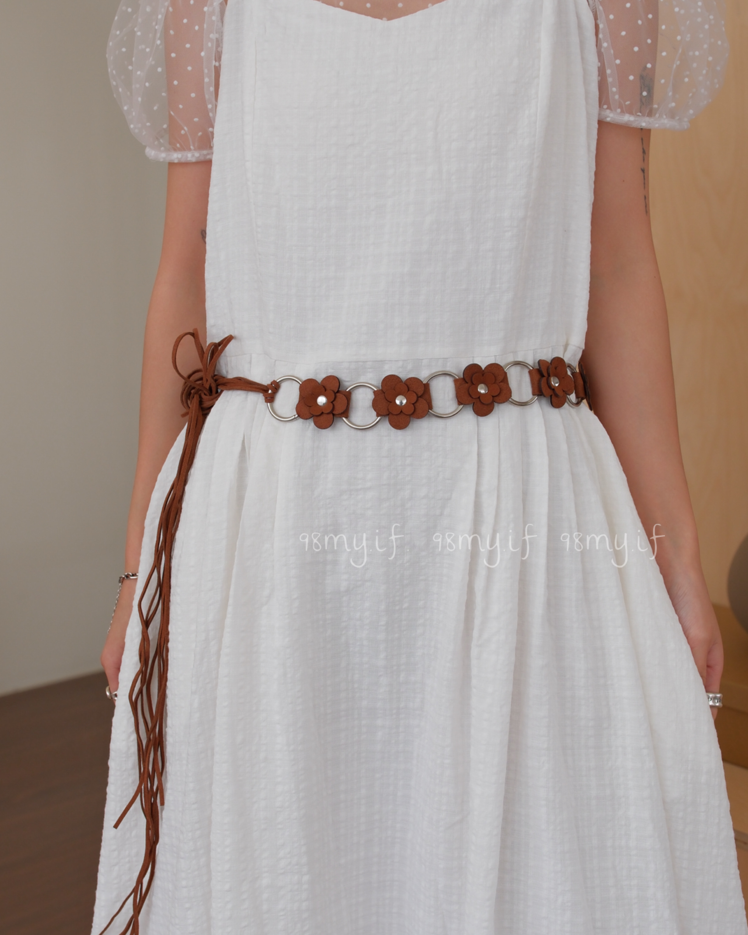 A03 花花麂皮綁帶腰帶