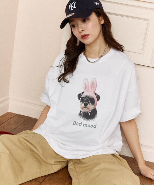 PUBLUX / Bad Mood Dog Print T-Shirt