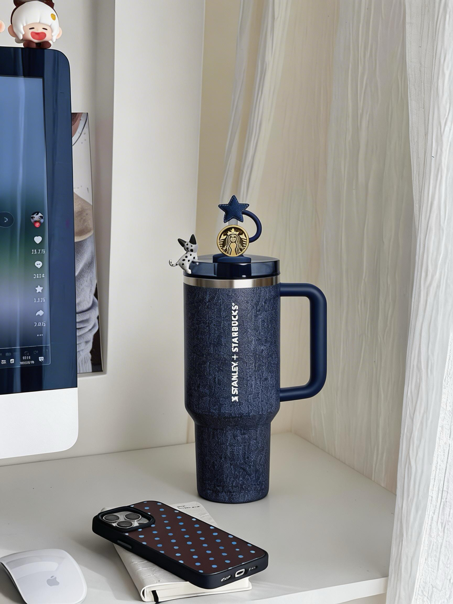 代購-STARBUCKS星巴克 X STANLEY 聯名款 單寧星咖系列 牛仔 冰壩杯 1183ml