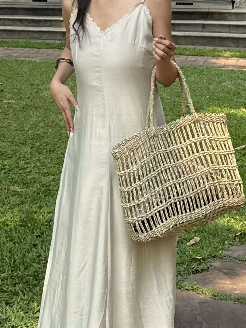 G4510-蕾絲滾邊細肩長洋