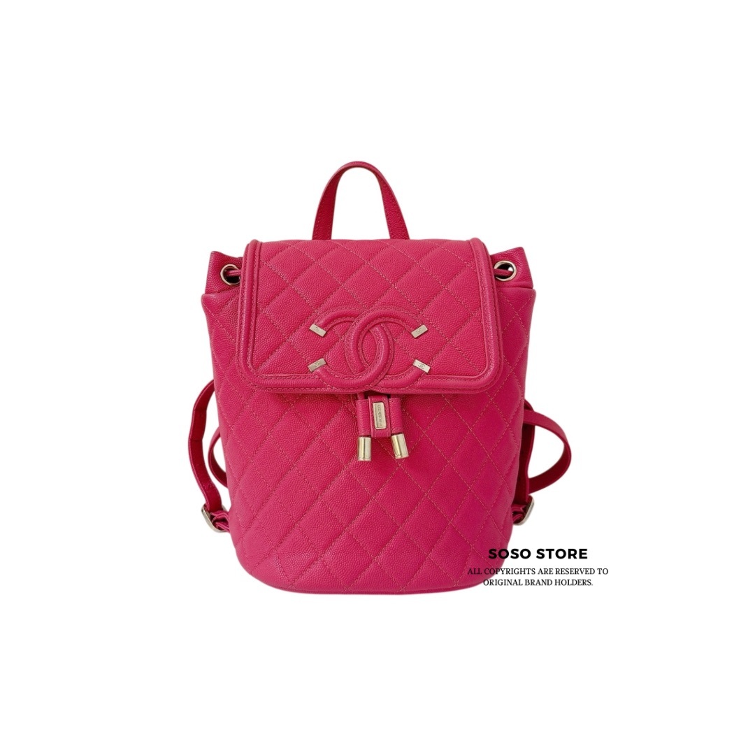 Chanel CC Filigree Backpack - Raspberry Pink / GHW