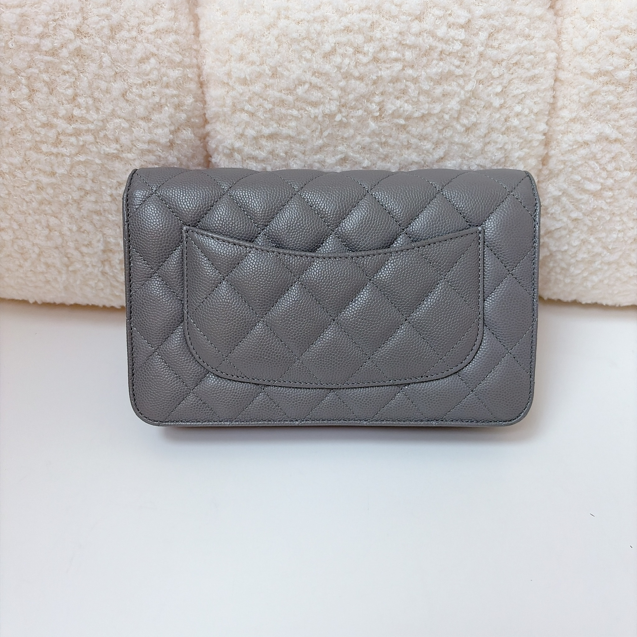 Chanel Classic Wallet on Chain - Grey / SHW