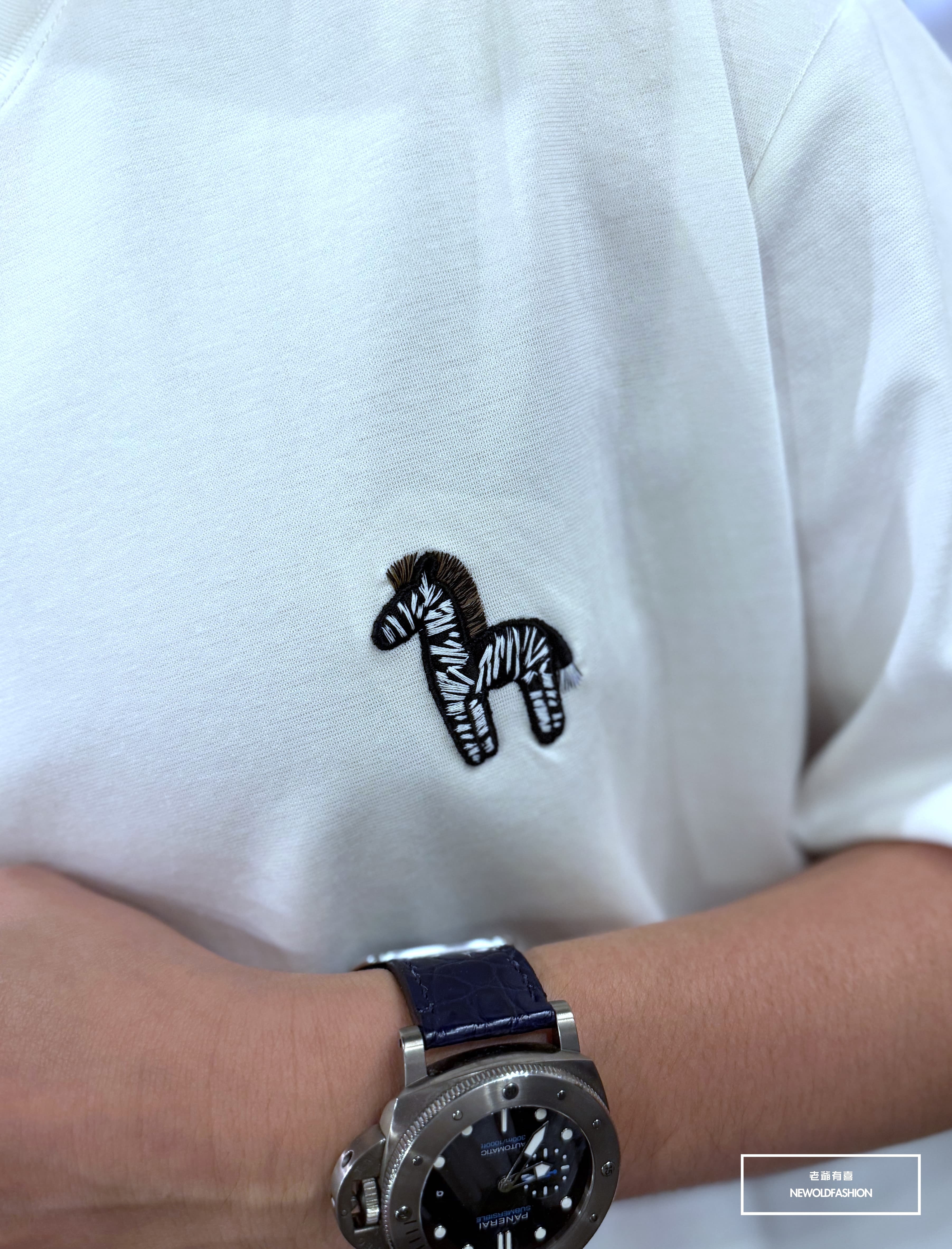 『新品上市』重磅搖滾斑馬刺繡短T(NOF2604Z8003)-白