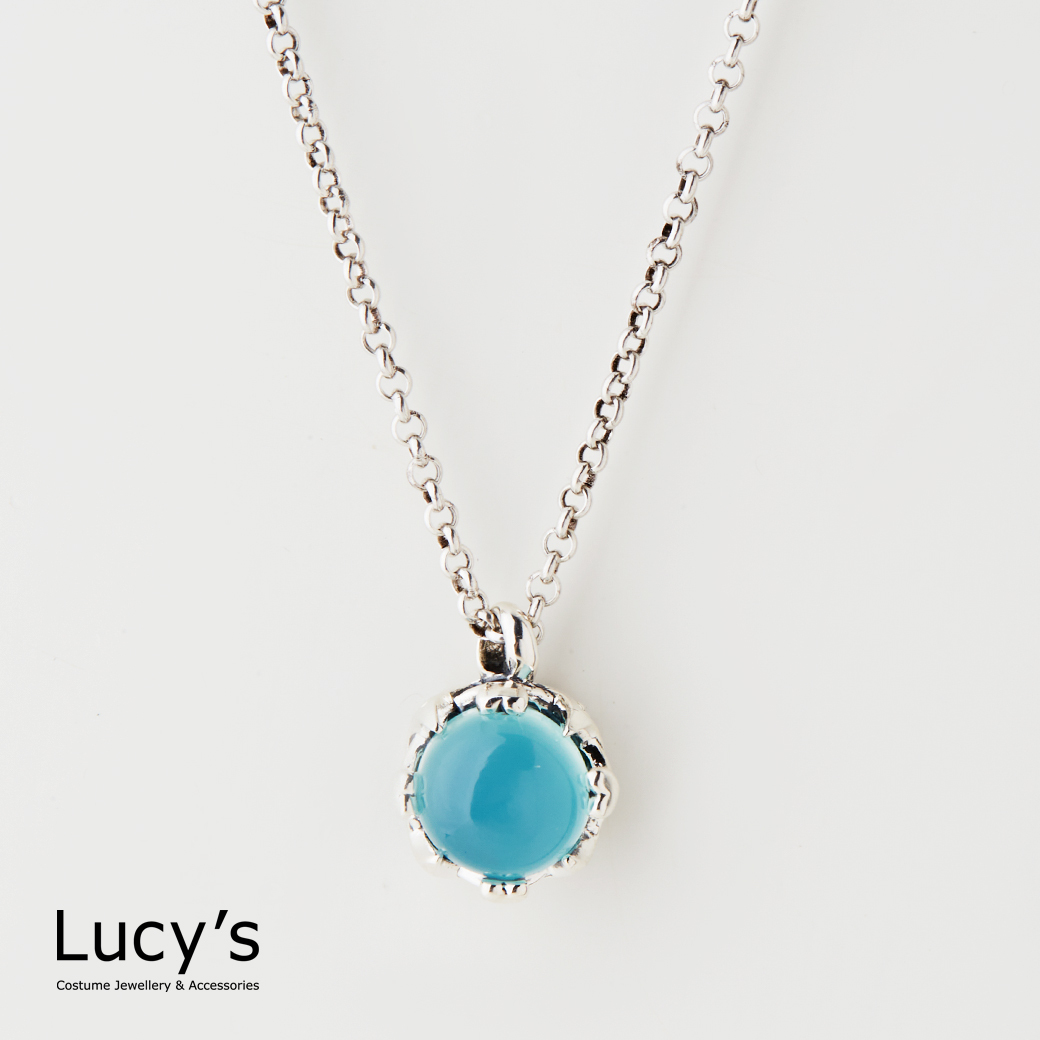 925純銀 愛冠冕藍玉髓 硫化項鍊 (98386)