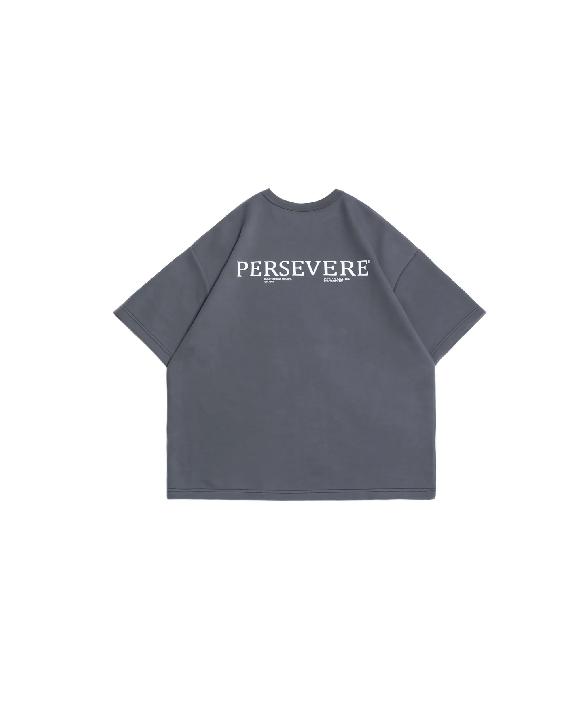 PERSEVERE LOOSE-FIT COTTON T-SHIRT - DARK GREY