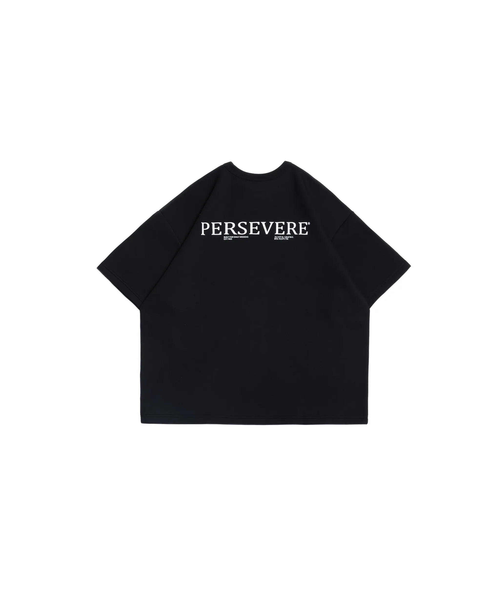 PERSEVERE LOOSE-FIT COTTON T-SHIRT - BLACK