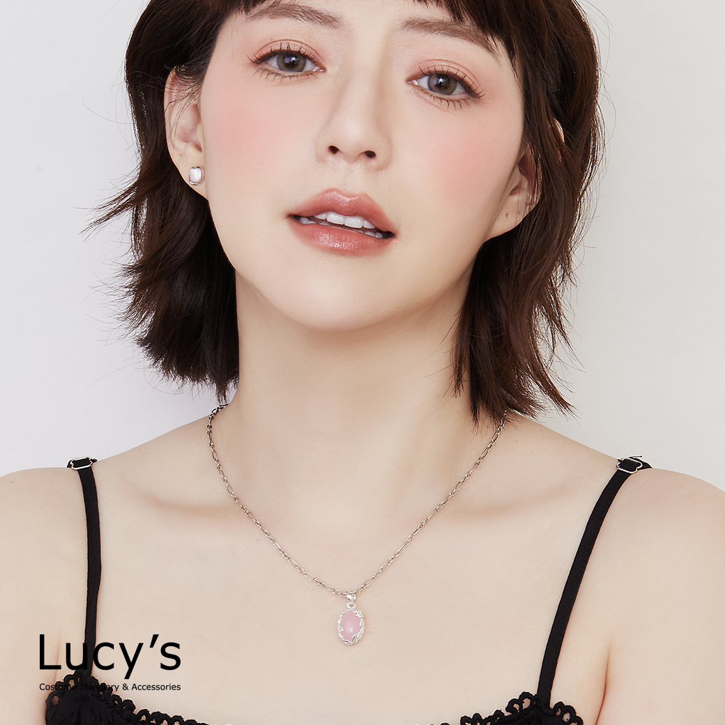 925純銀 葉掩粉玉髓 硫化項鍊 (127583/24684)