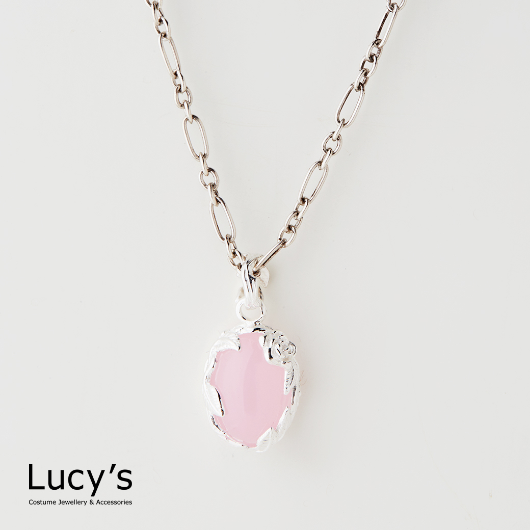 925純銀 葉掩粉玉髓 硫化項鍊 (127583/24684)