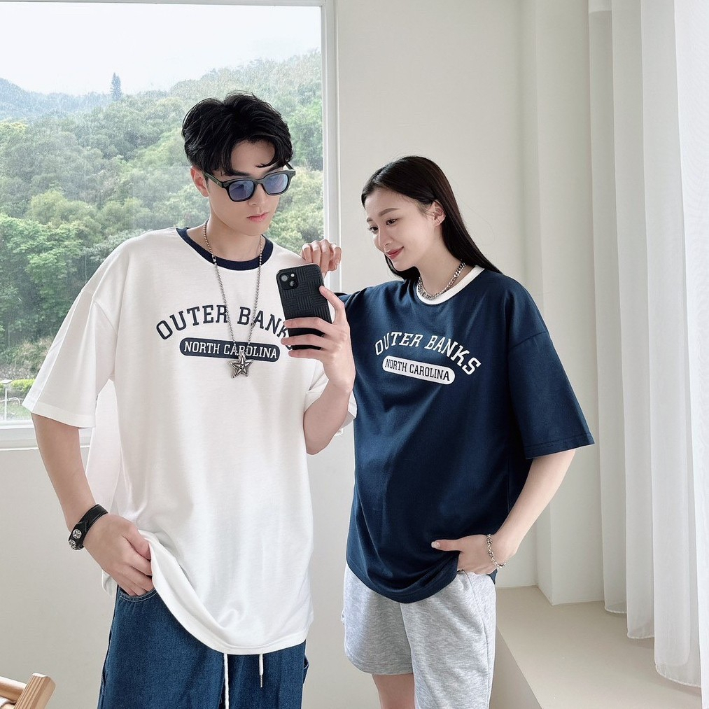 韓國OUTER BANKS 領口撞色 短袖 短T 80282