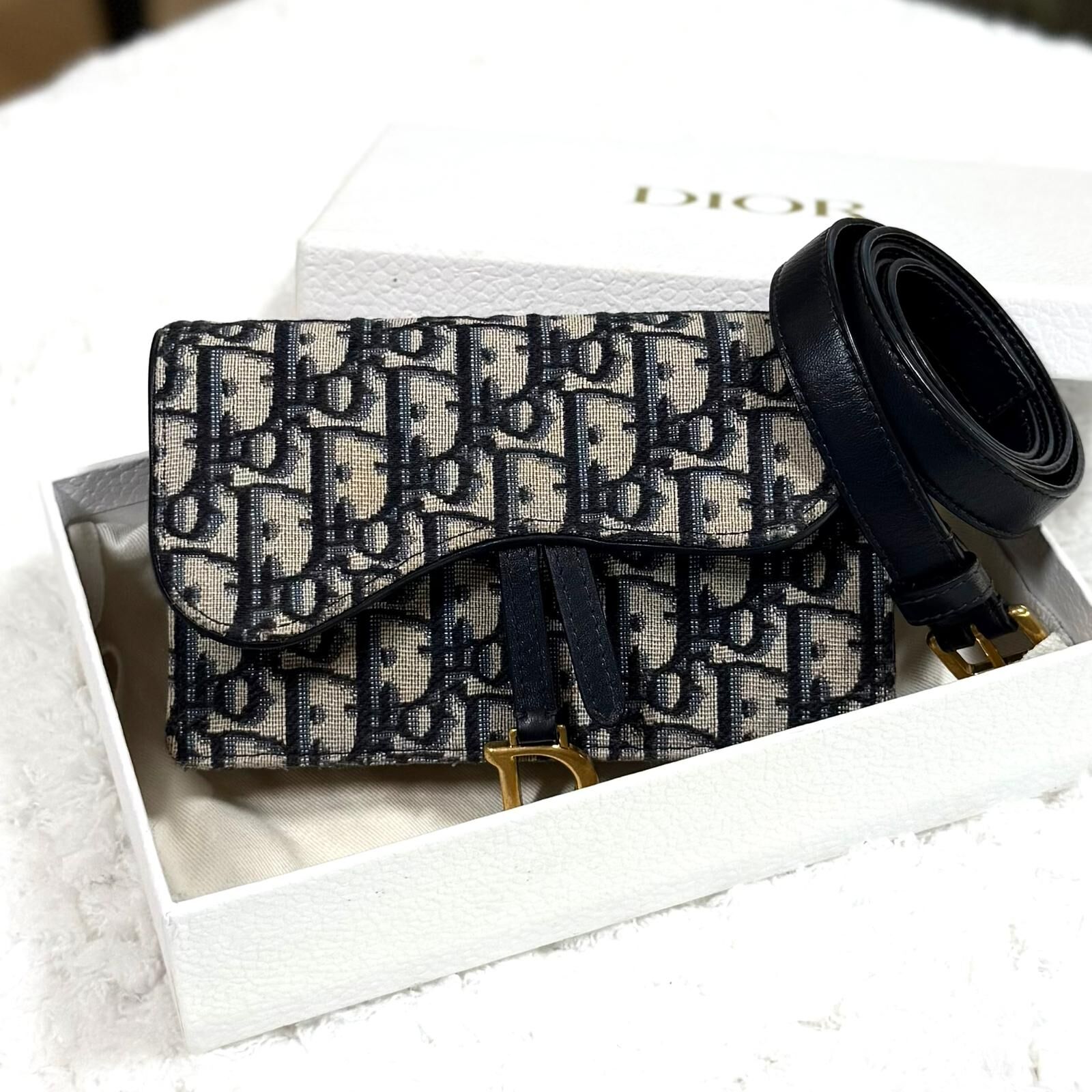 95%NEW二手DIOR Saddle Belt Bag DIOR腰包/心口袋 老花帆布 SADDLE S5619 CTZQ 928 #香榭站正品