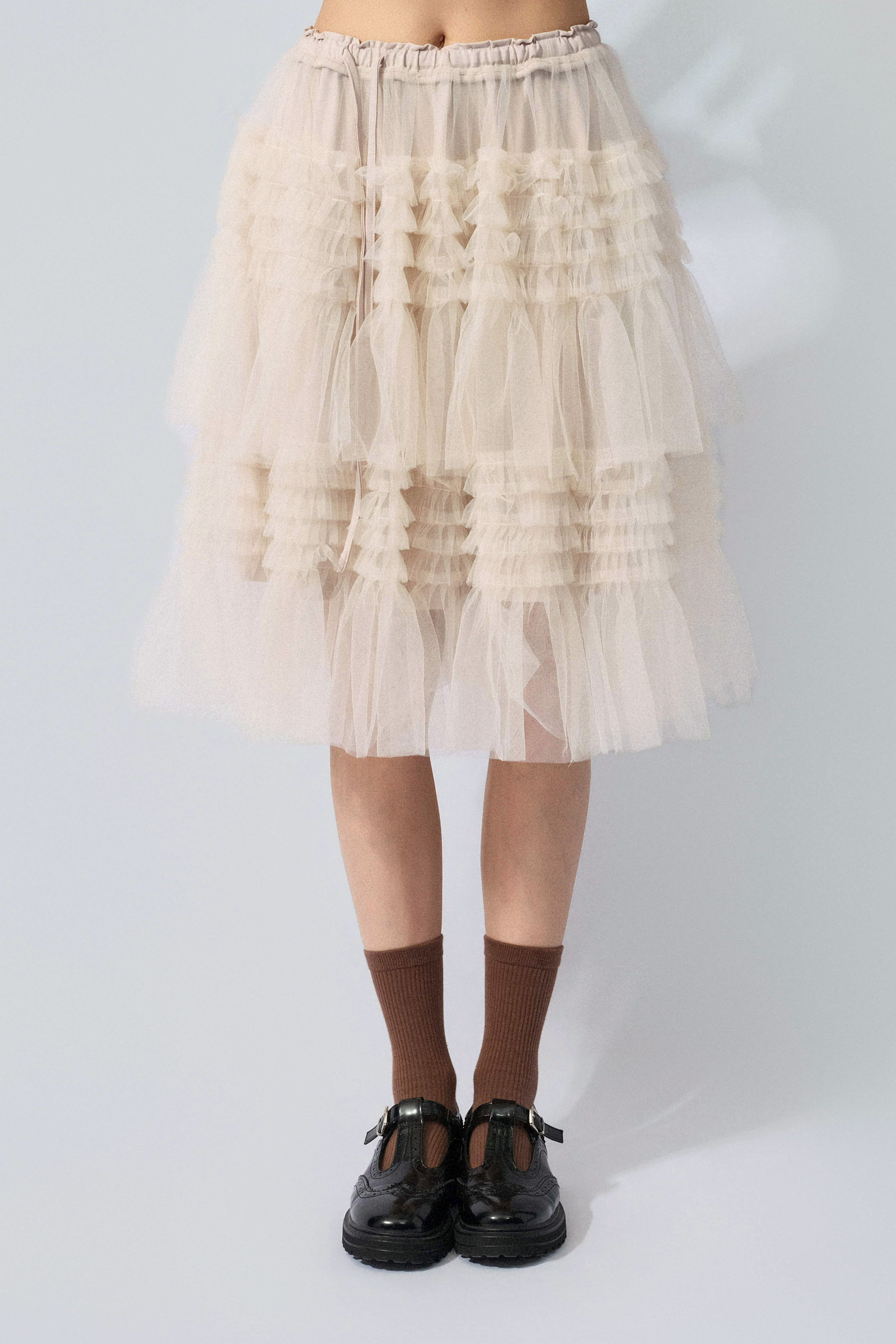 荷葉網紗及膝裙 (預購產品）