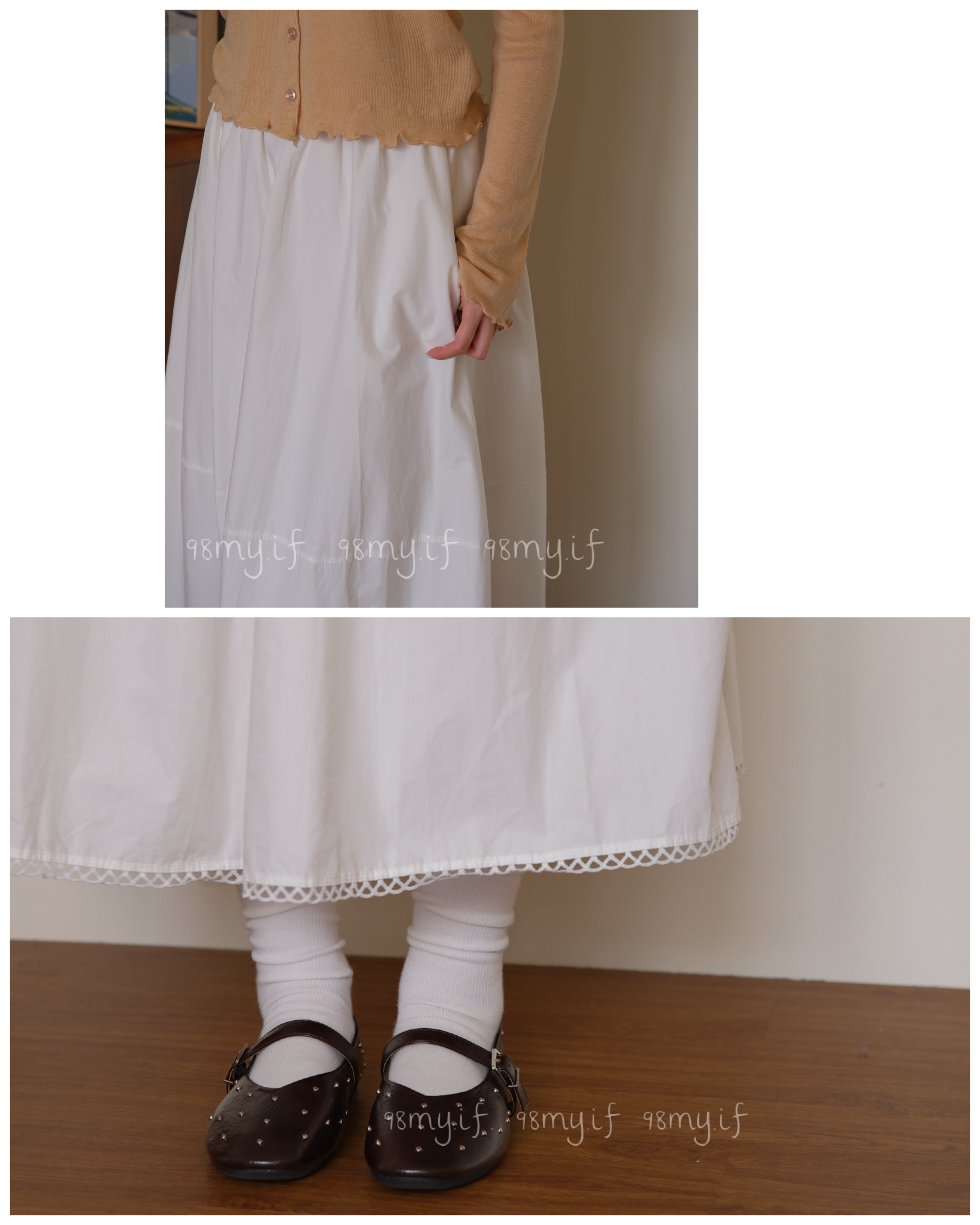 A12 有口袋的小花邊長裙