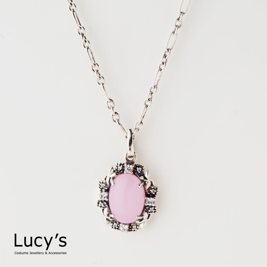 925純銀 慈愛粉玉髓 項鍊 (98344)