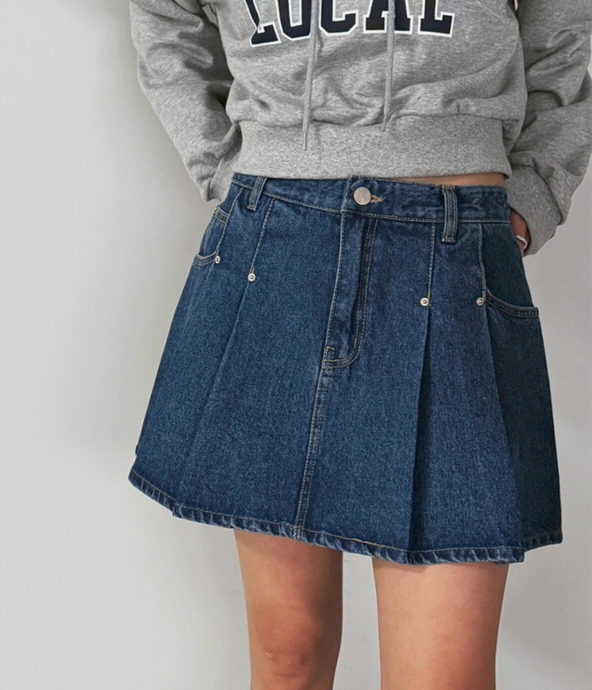 ᴴᴼᵀ ▸▸店長推薦◃◃ 春夏新款/壓褶牛仔短裙 MANIFEST正韓🇰🇷