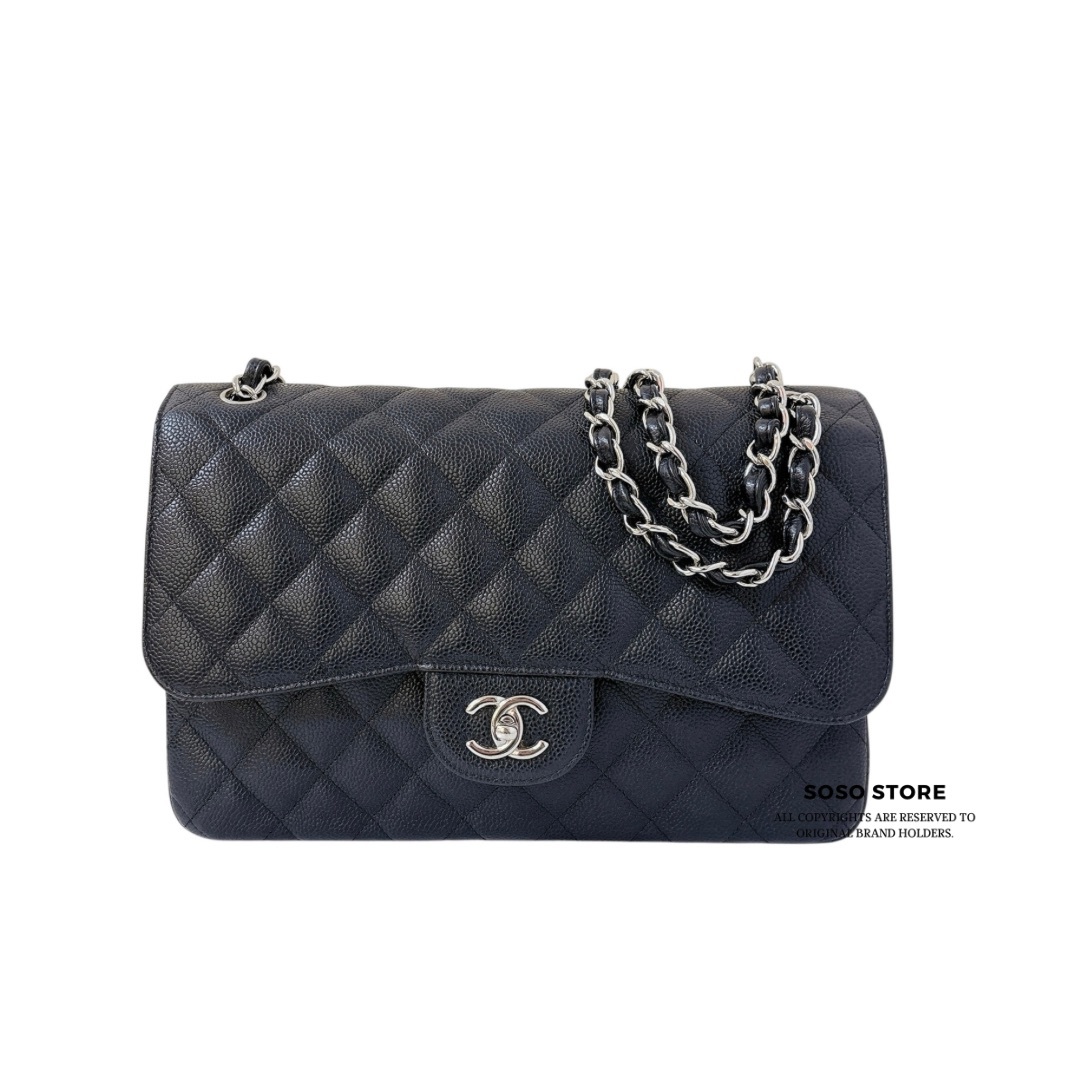 Chanel Classic Jumbo Double Flap Bag - Black / SHW