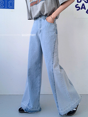 ᴴᴼᵀ ▸▸店長推薦◃◃ 春夏新款/拼色牛仔喇叭寬褲 MANIFEST正韓🇰🇷
