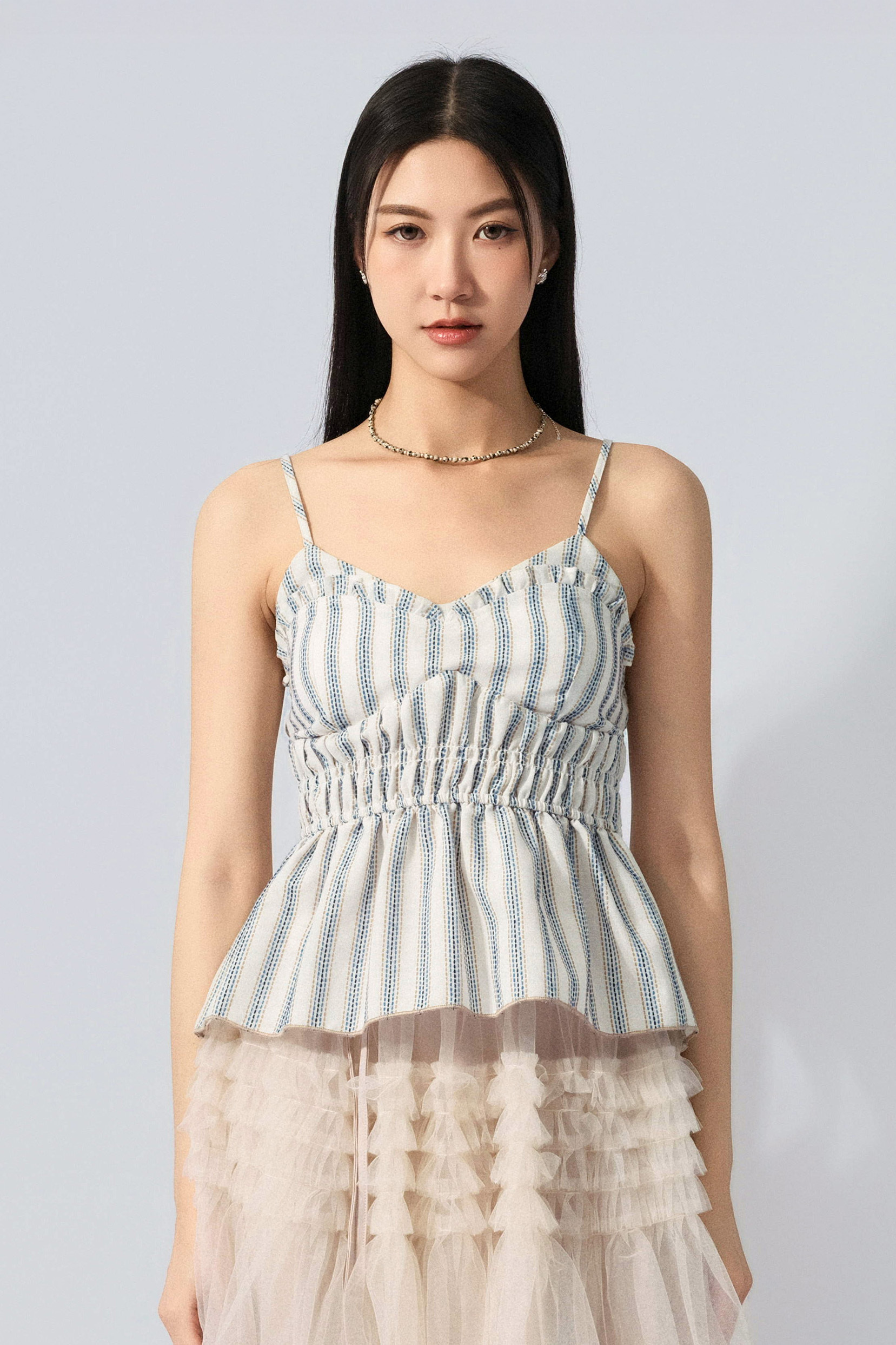 混色線間條傘腳bra top (預購產品）