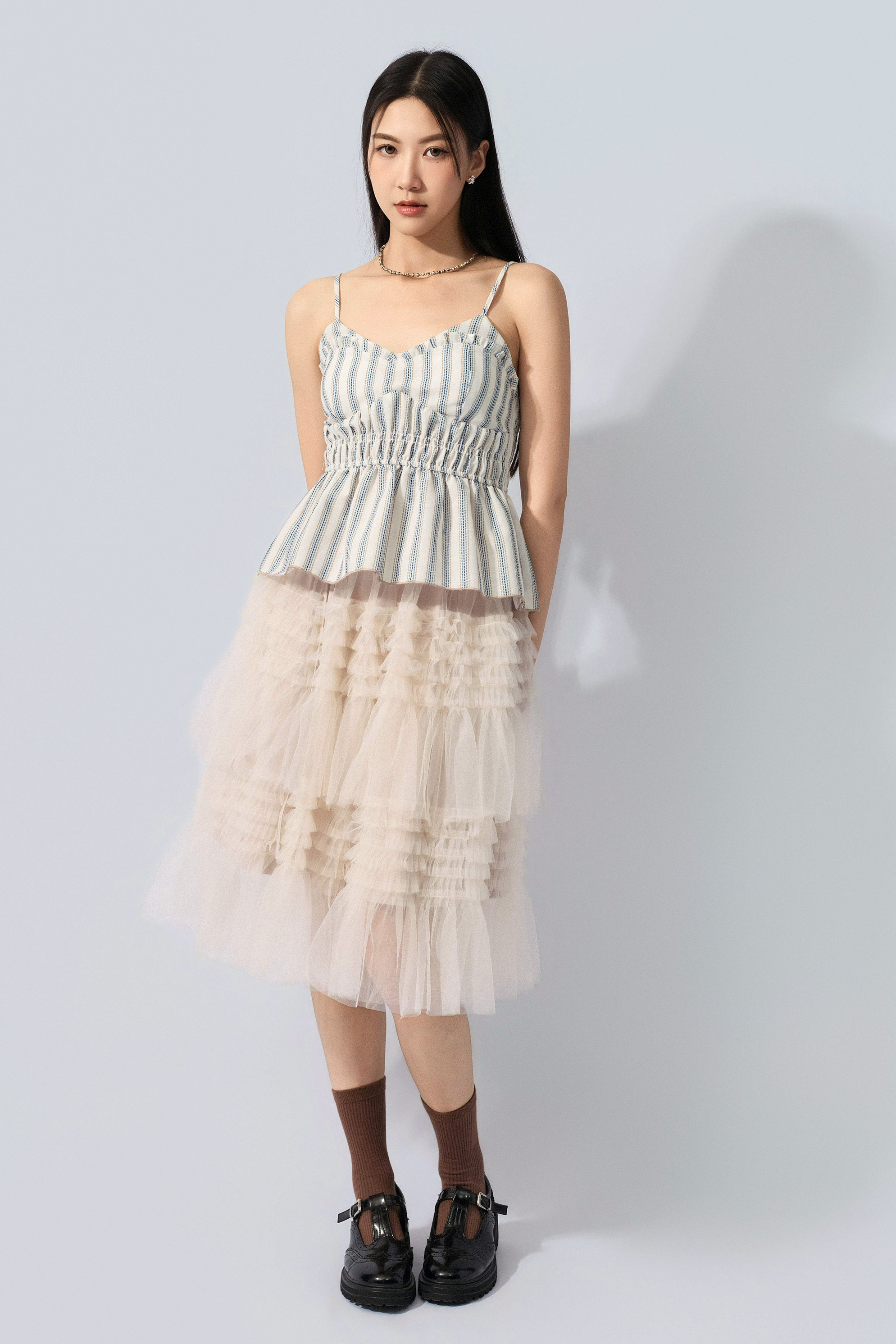 混色線間條傘腳bra top (預購產品）