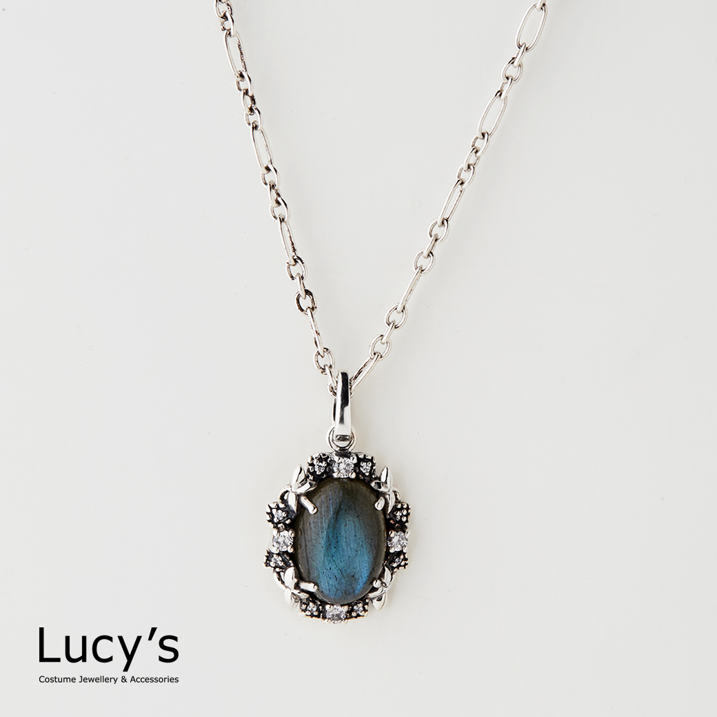 925純銀 慈愛拉長石 硫化項鍊 (76836)