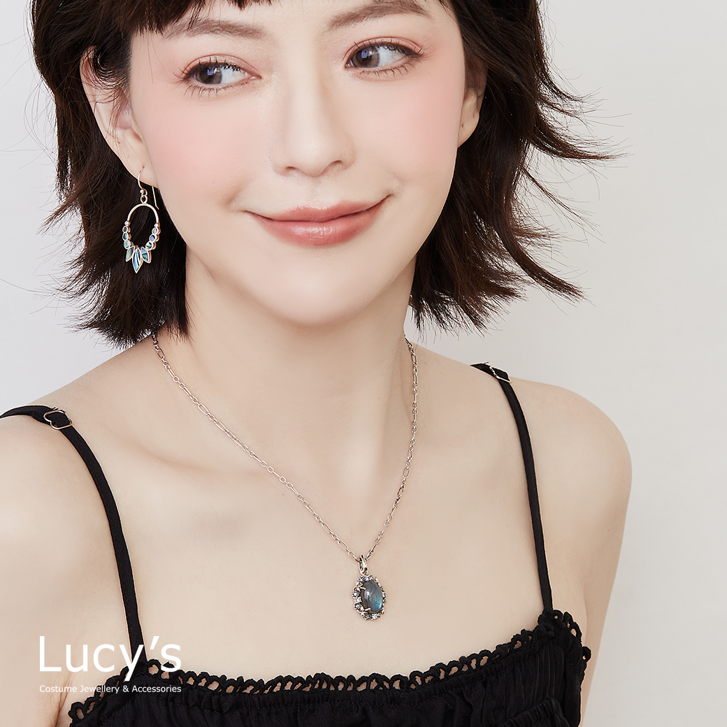 925純銀 慈愛拉長石 硫化項鍊 (76836)