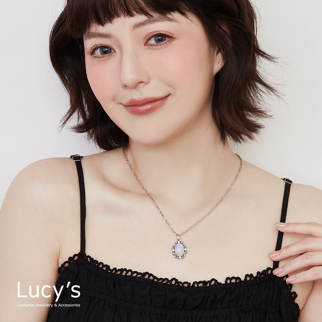 925純銀 慈愛月光石 硫化項鍊 (97689)