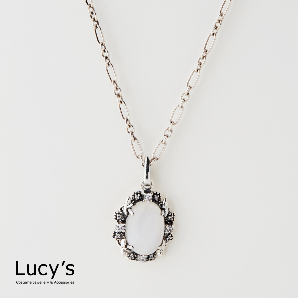 925純銀 慈愛月光石 硫化項鍊 (97689)