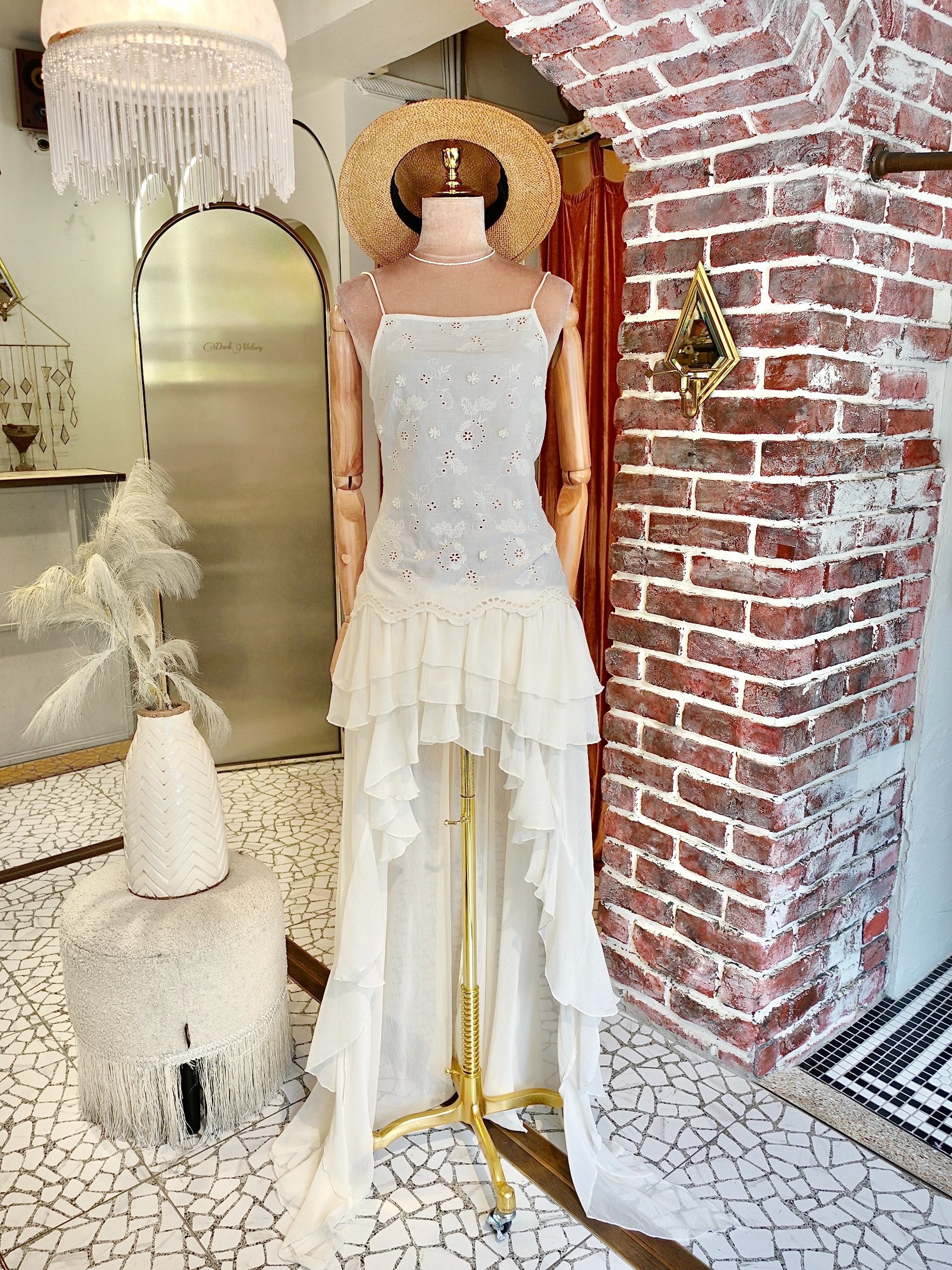 Cream White奶油白色雪紡紗層次長短褲裙Skort