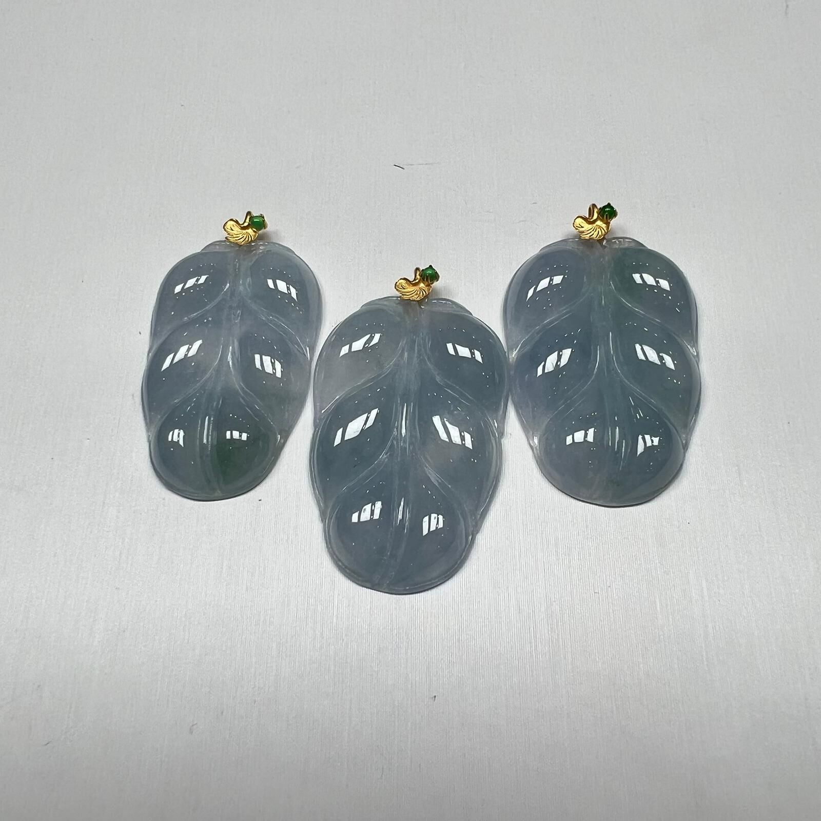 SD39 幻彩紫18K金扣翡翠葉子 (BA131) **連證書