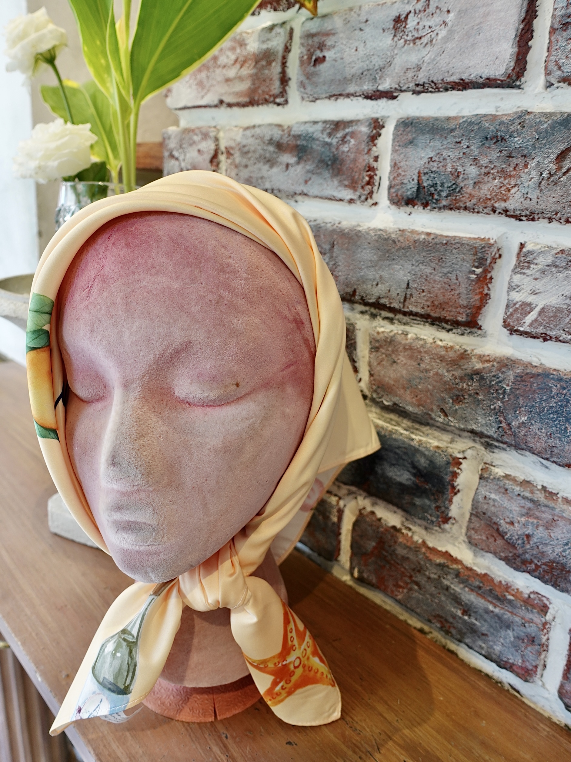 Butter Yellow奶油黃色印花頭巾