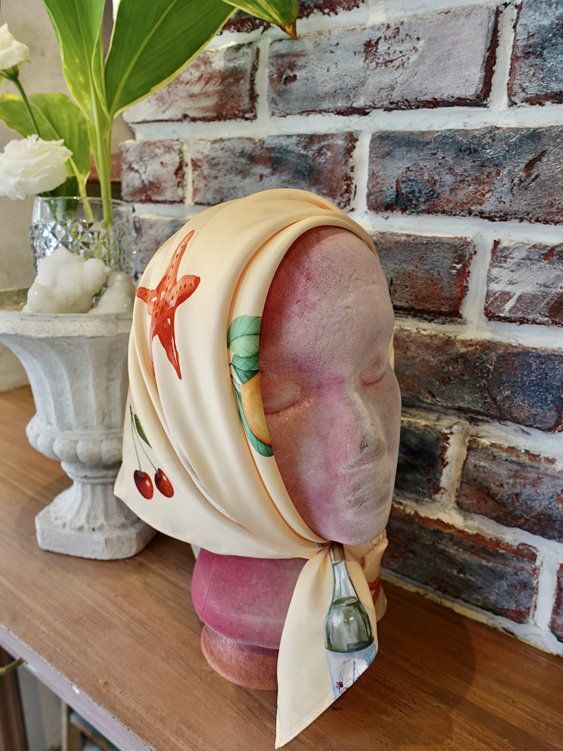 Butter Yellow奶油黃色印花頭巾