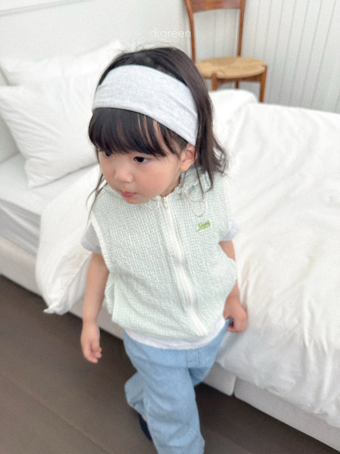 正韓夏Digreenkids 三色連帽拉鍊格紋背心