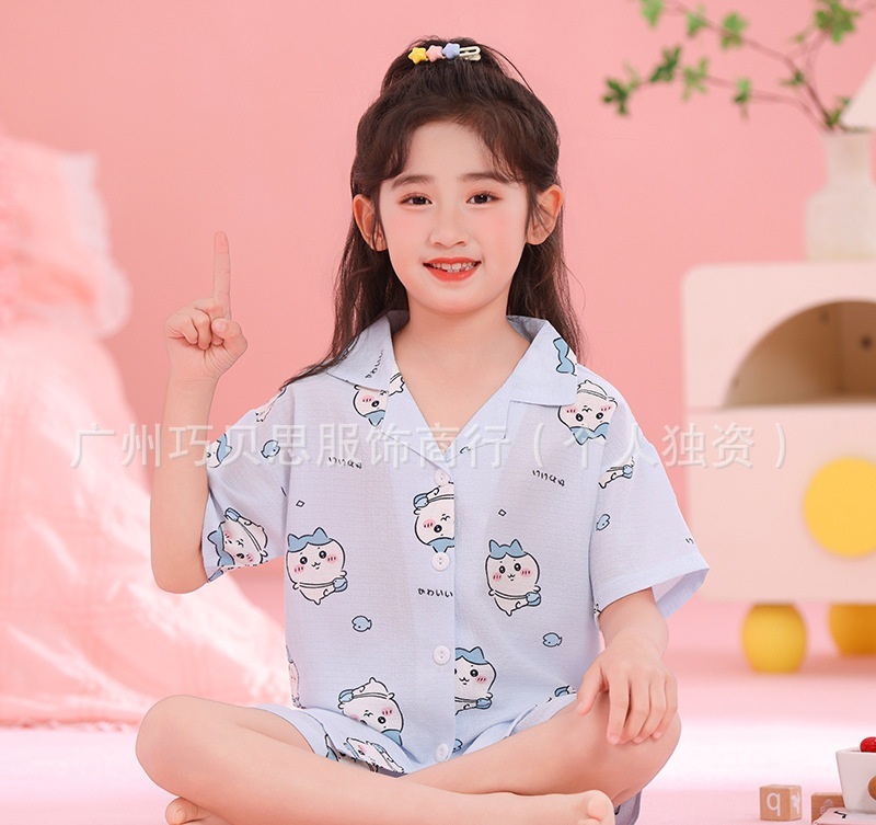 【藍小八】兒童輕盈薄款短袖睡衣套裝