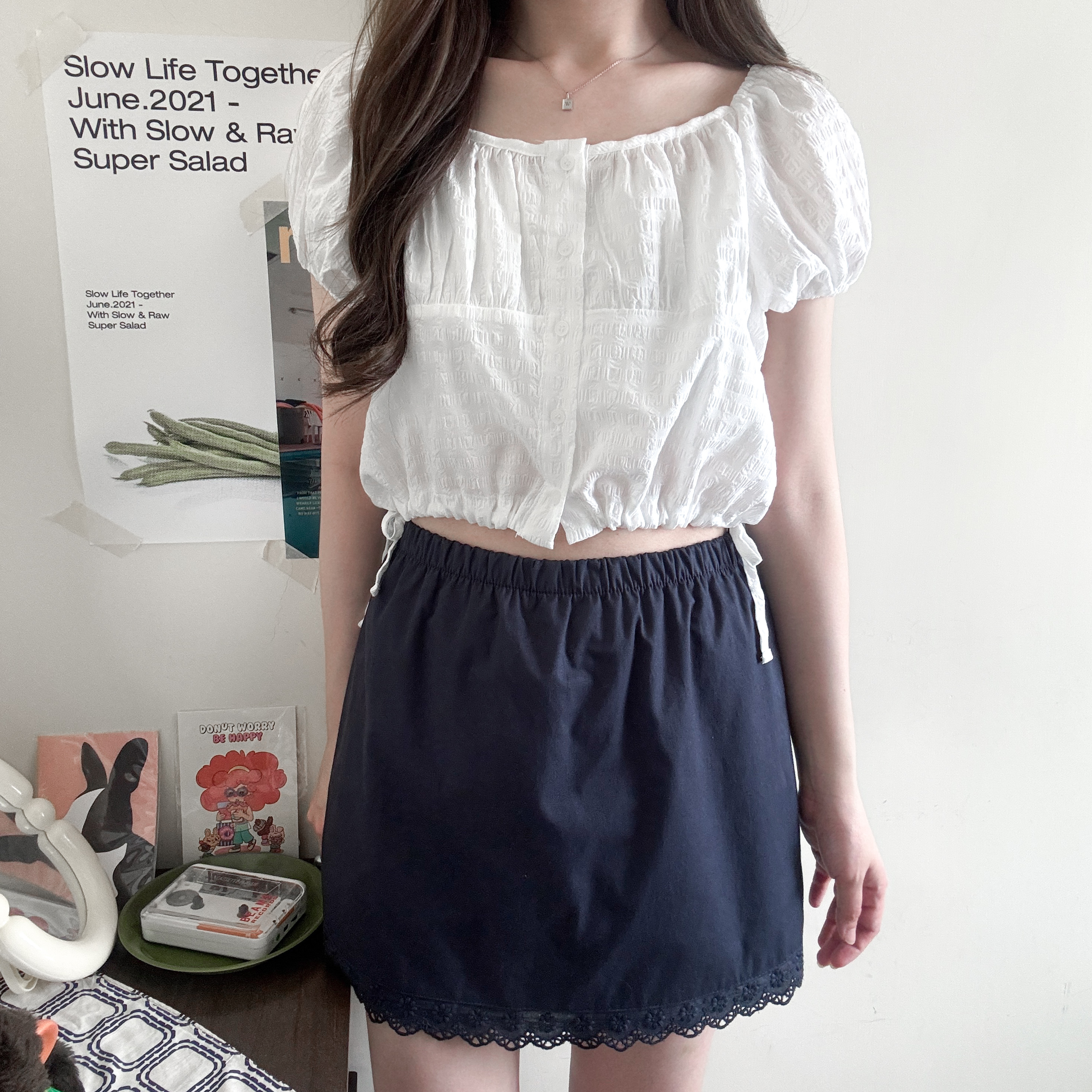 Lace邊簡約短裙褲